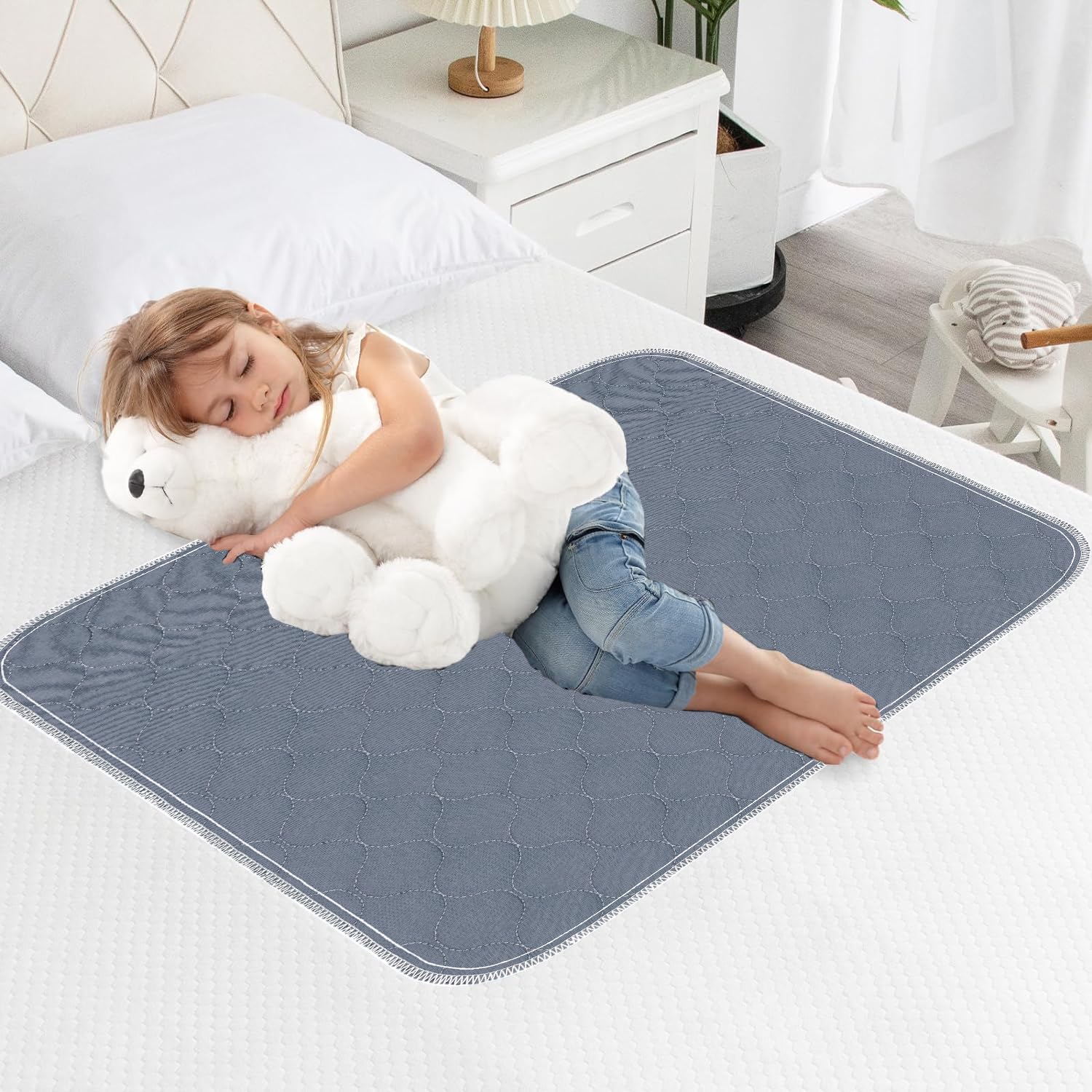 HUNAIGEE Waterproof Bed Pads for Incontinence Washable Bed Wetting Sheet for Adults Washable Bed Protector/Pad Without Tucks Mattress Protector for Incontinence Grey (35x60 inch)