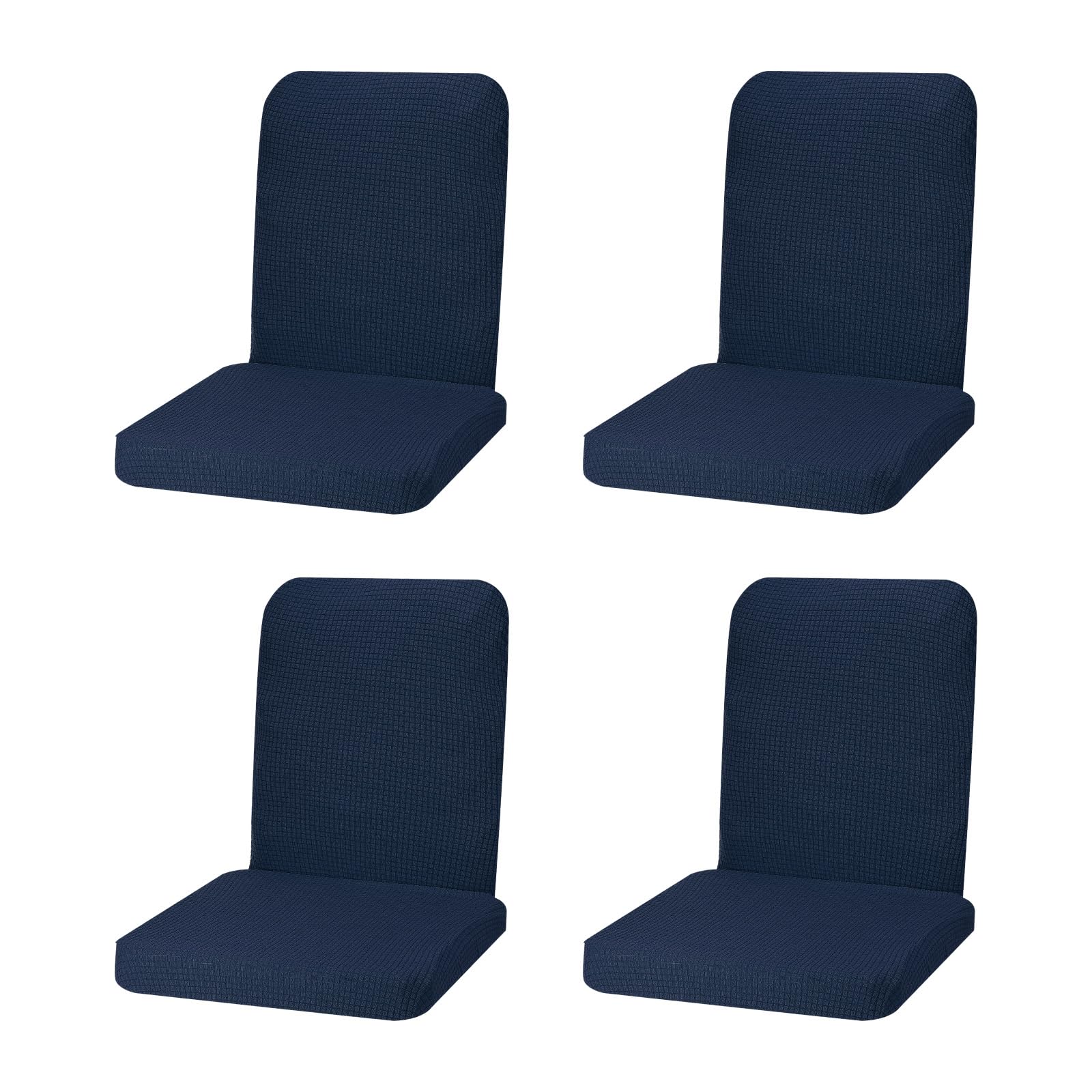 PATIKIL Stool Covers, 4 Pack Stretch Bar Stool Covers with Back Waterproof Elastic Stool Cover Jacquard Stool Cover for Wooden Metal Bench, Navy Blue