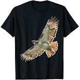 Red Tail Hawk T-Shirt for Bird Watching Enthusiasts Wildlife Tees and T Shirts