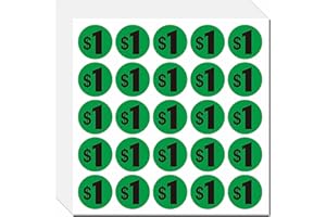 DUGUTUL 500pcs $1 Price Stickers for Garage Sale and Yard Sale | 1 Dollar Price Tags Labels | Super Bright & Jumbo 1" Diameter | Preprinted Price Labels | Garage Sale Stickers