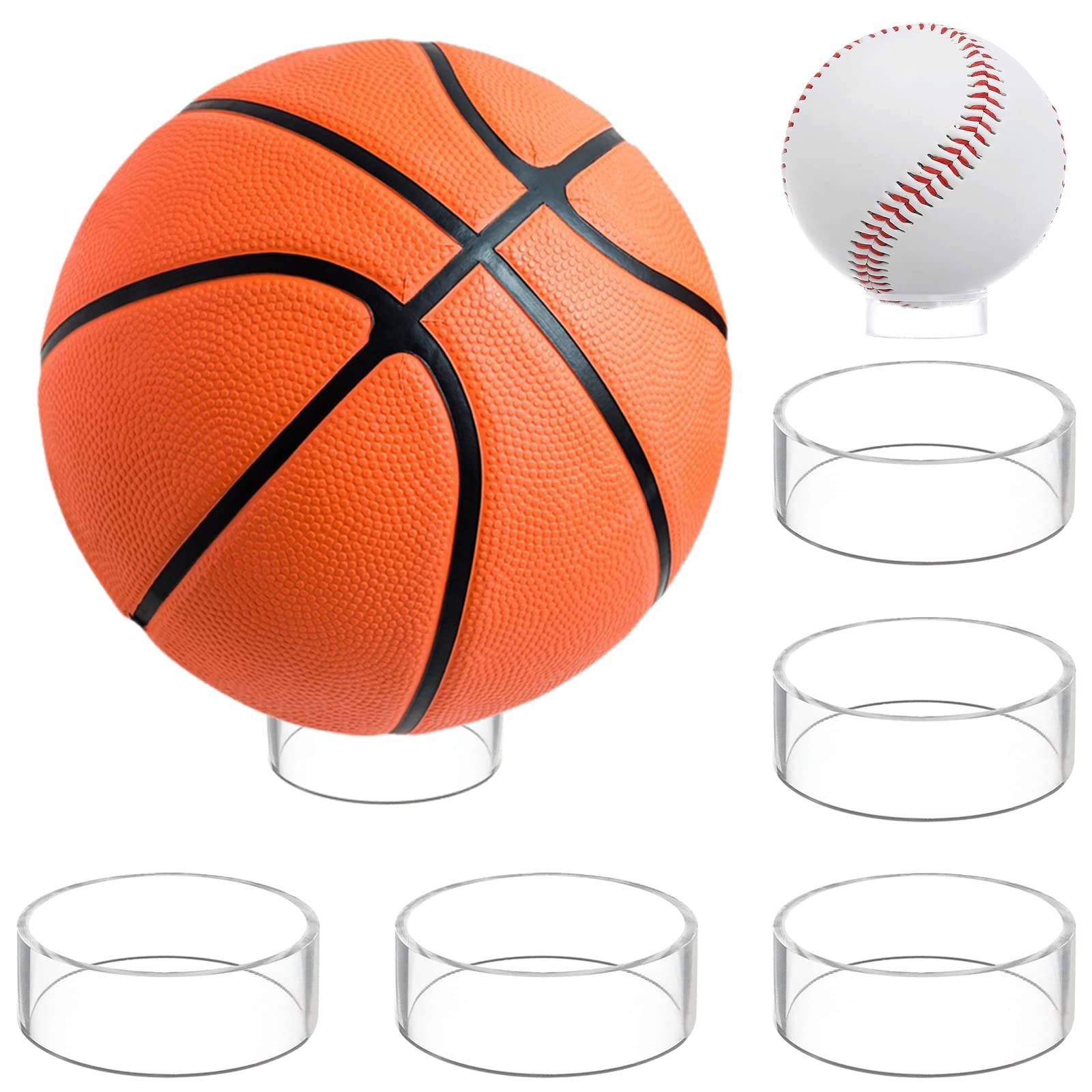 inheming 5 Pcs Acrylic Ball Display Stand Clear Basketball Football Stand Holder,Also Suitable for Soccer Volleyball Bowling Ball Rugby Ball Display