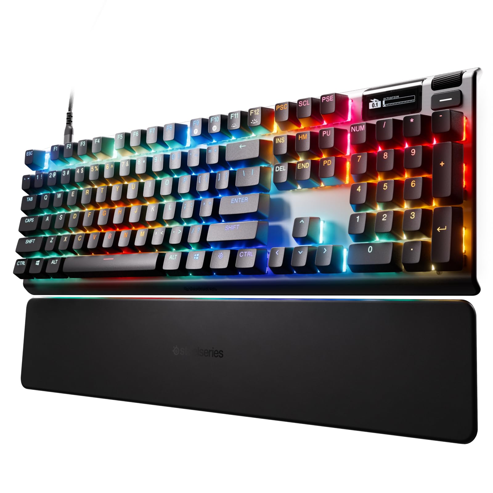 Photo 1 of SteelSeries Apex Pro Gen 3 - Hypermagnetic Gaming Keyboard - OmniPoint 3.0 - Adjustable Activation - Rapid Trigger - Protection Mode - Rapid Tap/SOCD - OLED - RGB - PBT Keycaps - US Layout QWERTY