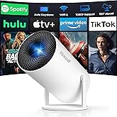 [Built-in Apps] Mini Projector with WiFi and Bluetooth, Native 1080P Portable Movie Projector for Bedroom, Android 12, Auto Vertical Keystone, 180° Rotation, Compatible with HDMI/USB/TV Stick/Laptop