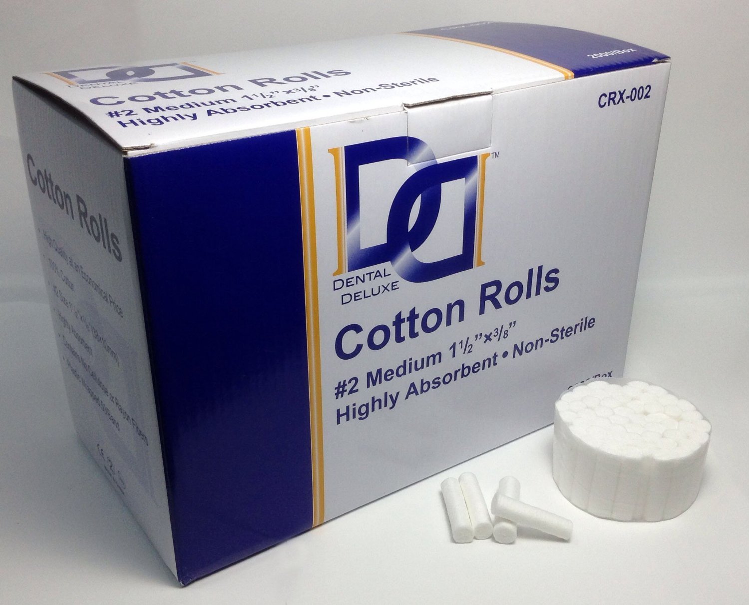Dental Cotton Rolls 2000 per Box 2 Medium 1 1/2" x 3/8