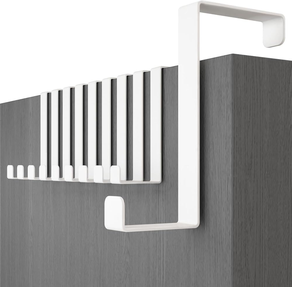 Menz Over Door Hanger Set of 10 White 3.6/4.6 cm No-Drill Hooks