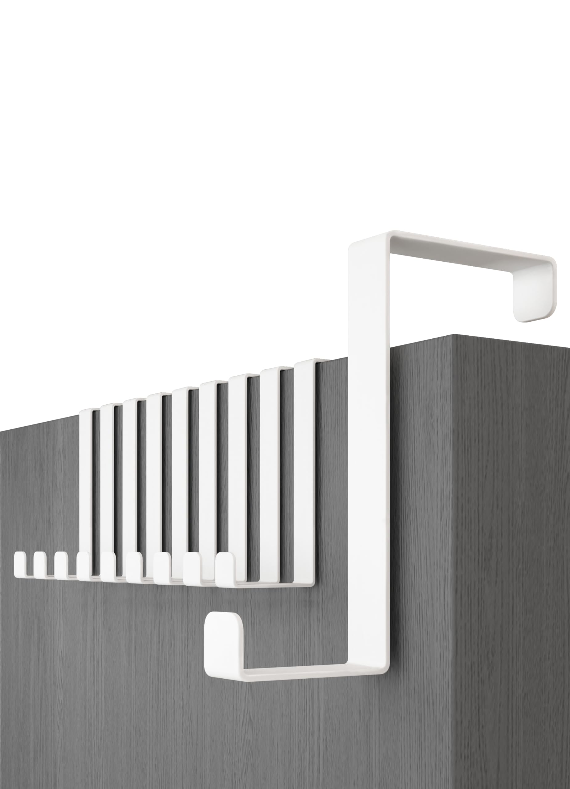 Menz Over Door Hanger – Set of 10, White - Coat Hanger 3.6 cm (1.4") and 4.6 cm (1.8"), Coat Hooks for Door, Hangers for Clothes