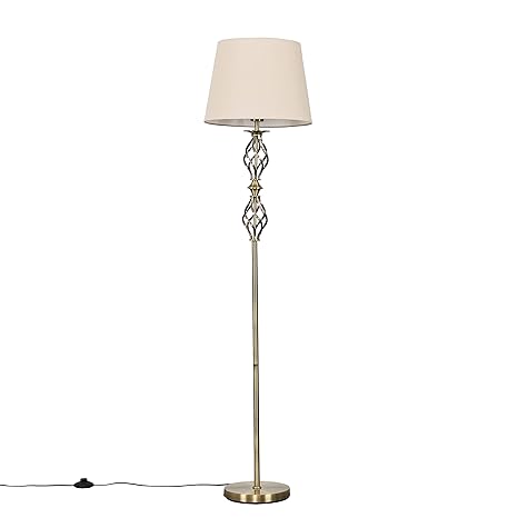 Traditional Style Antique Brass Double Twist Floor Lamp With A