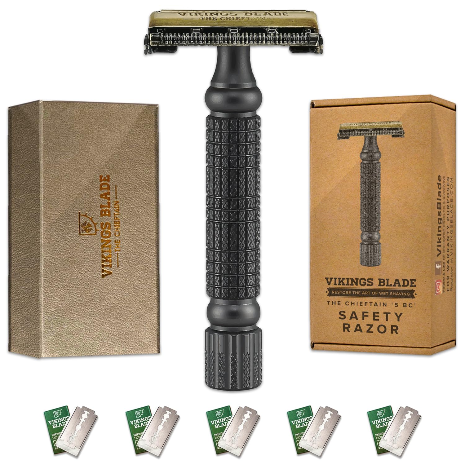 Mua VIKINGS BLADE Double Edge Safety Razor, Quick Release Head + 5
