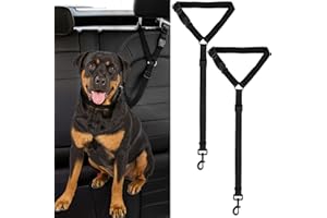 SUYTIPE Dog Cat Safety Seat Belt Strap Car Headrest Restraint Adjustable Nylon Fabric Dog Restraints Vehicle Seatbelts Harness (Black)