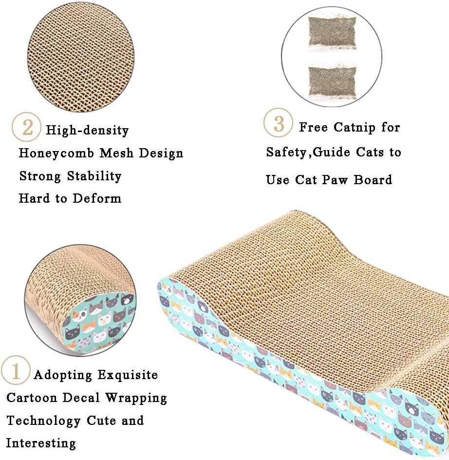 RUMUUKE 3 Packs Cat Scratcher Corrugated Scratch Pad Lounge Sofa Bed Paper Cardboard Cat Scratching Toys, Catnip Included : Pet Supplies
