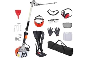 VEVOR 15.7-inch 26CC 2 Cycle Gas Hedge Trimmer, Gas Powered Pole Hedge Trimmer with Dual Sided Dual Action Blade, 270° Adjust