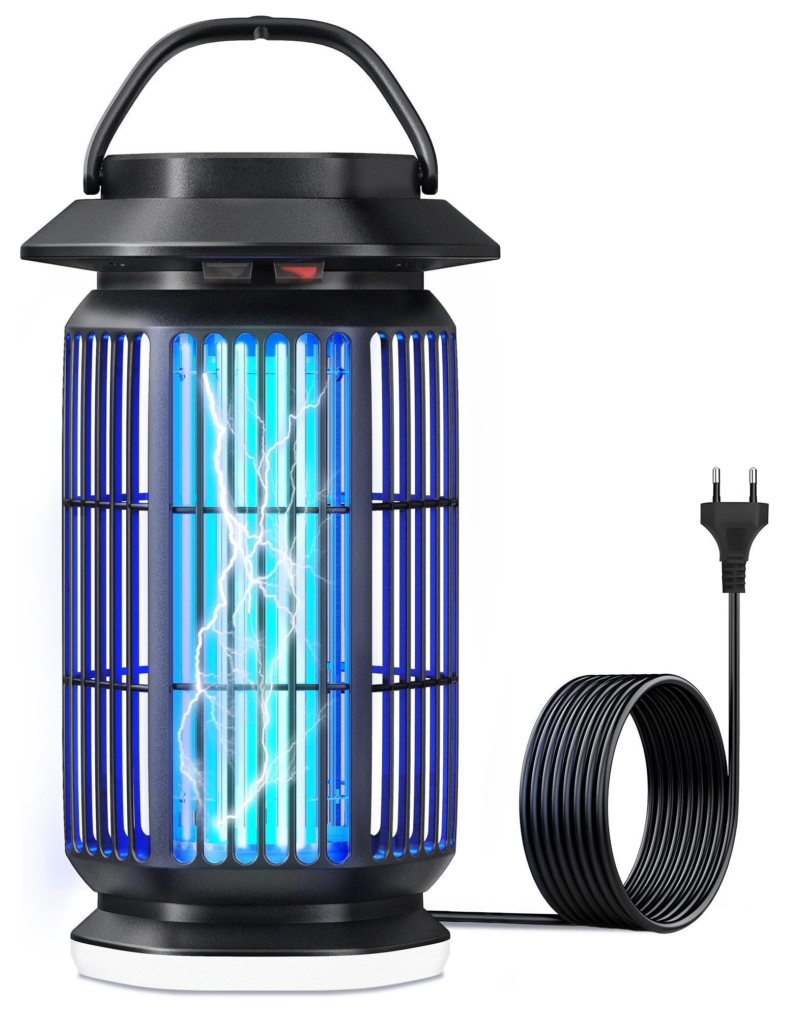 ROVLAK Insektenvernichter Elektrisch mit LED Licht, 4000V Mückenlampe Innen & Außen, 365nm UV Mückenfalle, IPX4 Wasserdicht, 100㎡ Abdeckung Fliegenfalle Lampe für Schlafzimmer, Balkon & Camping