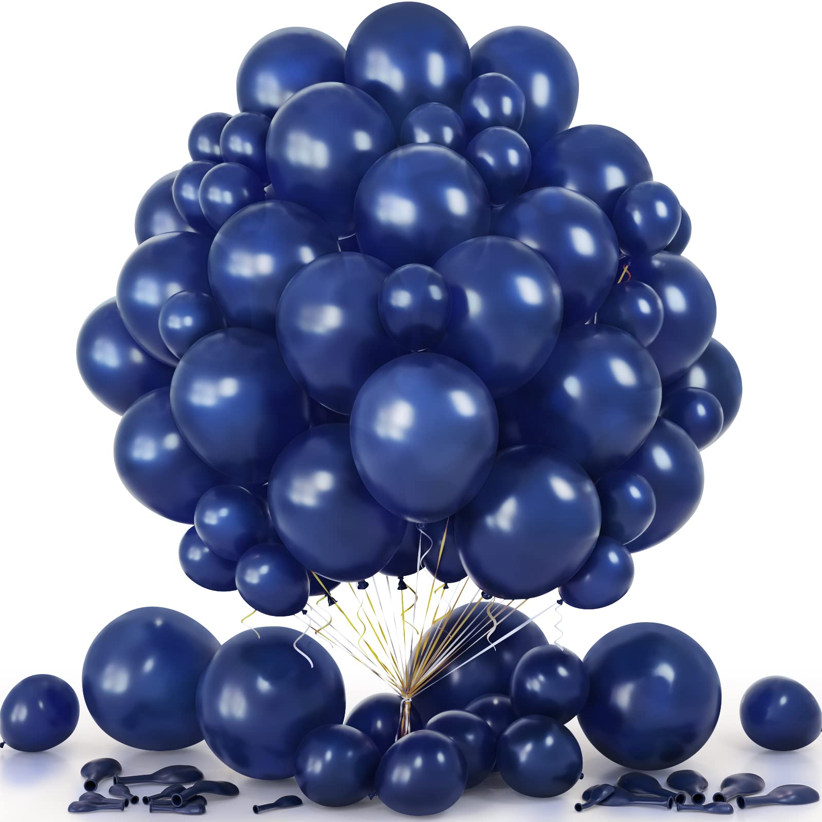 Eitolo Navy Blue Balloons, 60 pcs Dark Blue Balloons Different Sizes Pack of 5 Inch 12 Inch Latex Balloon Garland Arch Ribbon as Night Blue Birthday Party Baby Shower Wedding Decor