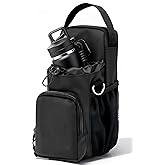 Magnetic Gym Bottle Bag Water Bottle Carrier Holder with Phone Pockets, Large Pockets, Gym Bag for Work