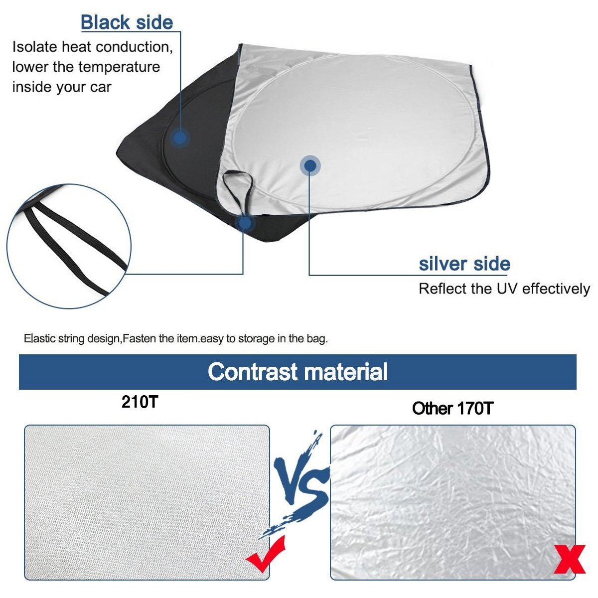Car Shade Sun Windshield MATCC Sun 86cm) x 34(160 x 62