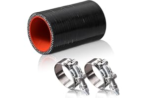 BEIJIULI 3.5" ID Straight Silicone Coupler Hose with Stainless T-Bolt Clamp,4 Layers Reinforced,Thickness(5mm),Length 3 inch Intake Turbo Piping Intercooler Coupler Silicone Hose