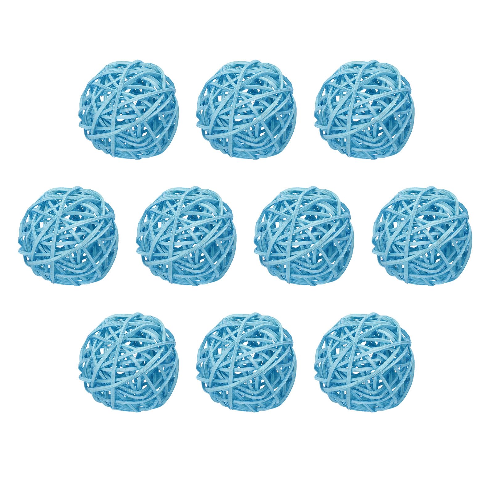 Uxcell 10 Pcs Wicker Rattan Balls 2.4 Inch Rattan Decorative Balls for Centerpiece Bowls Vase Fillers Home Decor Light Blue