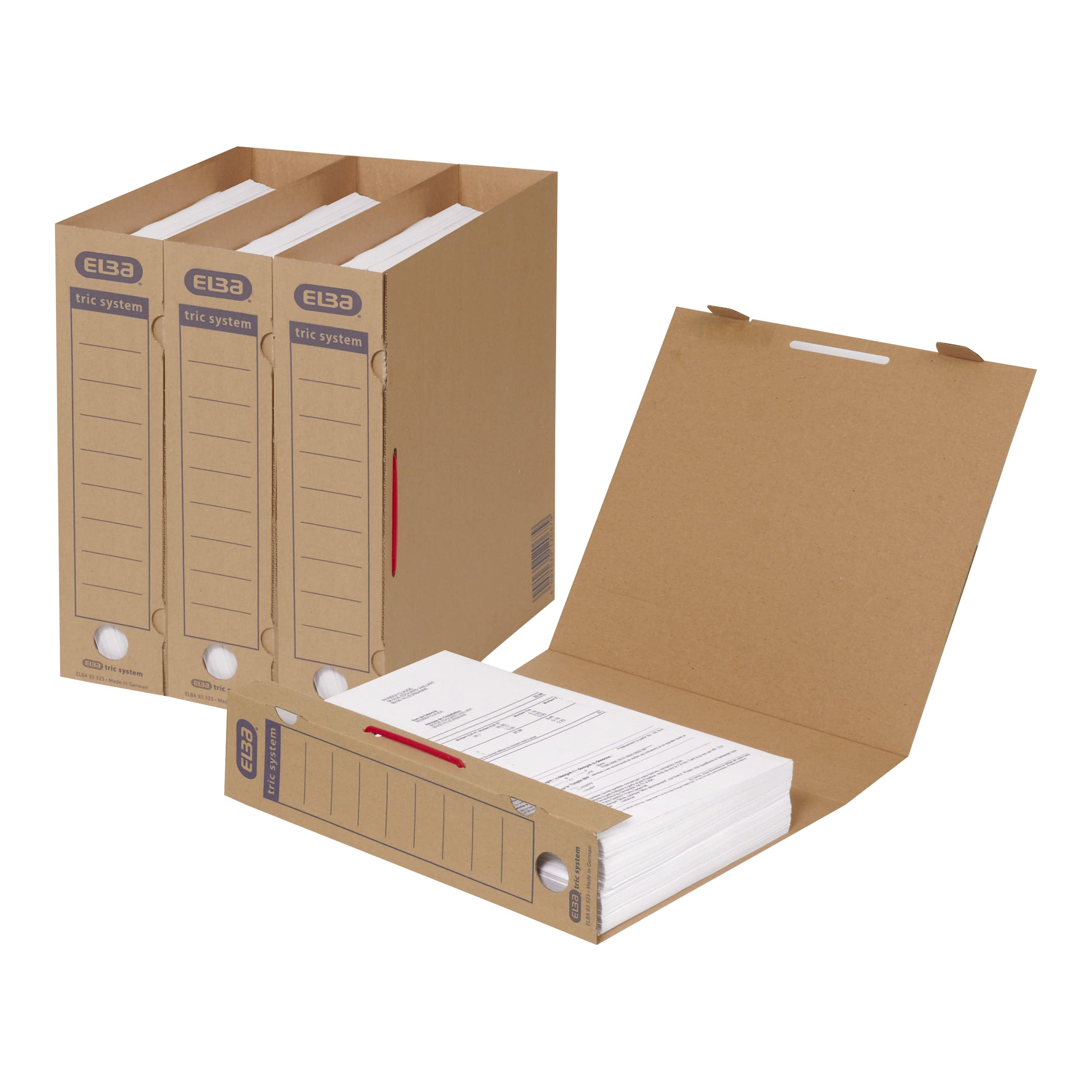 Elba Tric System 83523 A4 Archive Folder for Approximately 500 Sheets/Pack of 30 / Natural Brown