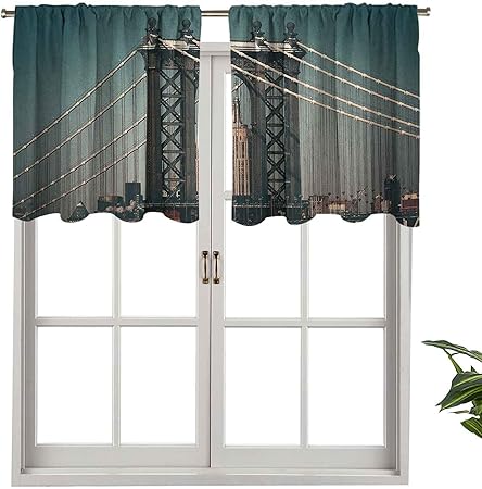 Hiiiman Cenefa de cortina opaca con dobladillo para barra, vista