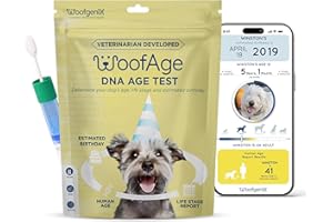WOOFGENIX WoofAge Dog Age Test Kit - Estimates Age and Birthday - DNA Methylation - Best for Dogs Past Puppy Stage - Includes Life Stage Care Tips and Human Age - Great for Rescue Dogs