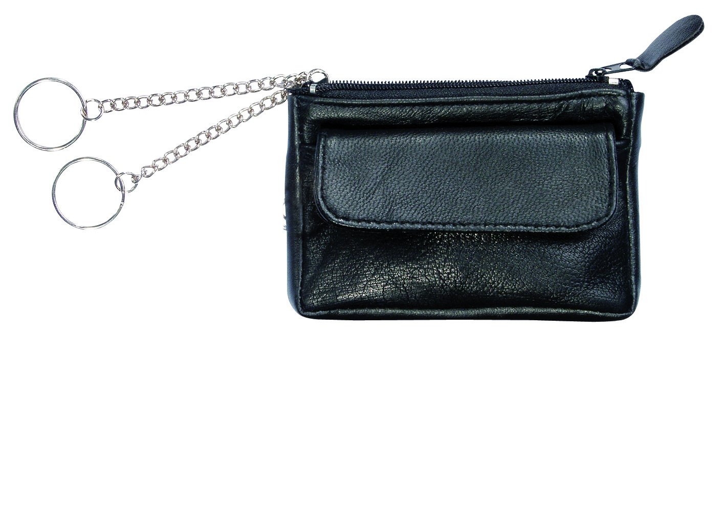 Alassio Schlüsseletui aus feinem Nappaleder, mit 2 Schlüsselringen an Ketten und Vorfach Key Case, 12 cm, Black (Schwarz)