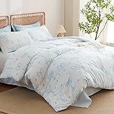 Bildenly Comforter Set Full Size White - Blue Bow Quilt Bedding Set 3 Pieces, Comforter Set Full, Soft Lightweight Comforter(79‘’ x 90‘’) for Girl All Season & 2 Pillow Cases(30‘’x20‘’)