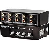 4-in 1-Out RCA 3.5mm AuxAudio Switch Box Audio Converter 4 Channels 1-in 4-Out Passive Audio Selector Switcher Box Connectors (RCA+AUX 4IN-1OUT/1IN-4OUT)