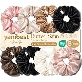 Yanibest 8 Pcs Satin Scrunchies - Silk Feeling Scrunchies Ponytail Holders | No Damage, Frizz Free Soft Hair Ties for Fine to