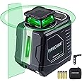 Firecore Laser Level 360 Self Leveling, Green Beam 360 ° Cross Line Laser Level, Laser Leveler Tool for Picture Hanging Wall Construction, Battery, Magnetic Bracket&Carry Pouch Included