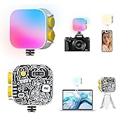 PHOTOOLEX Tofu Light, Magnetic RGB Video Camera Light, Photography Lighting | w Clip &amp; Mini Tripod &amp; Cold Shoe Mount, Mini Panel/Portable/CRI 96+/2500-9900K/21 Scenes, for Selfie Video Conference Vlog