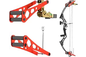 Mefape Bow Press, Archery Compound Bow Press, Aluminum Alloy Handheld Bow Press for Compound Bow and Crossbow, Universal Ratchet Type Fine Tuning Tool with 51.2” Strap