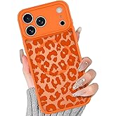 BITOBE Magnetic Case for iPhone 17 Pro Max [Compatible with MagSafe] Cute Leopard Pattern Case for Women Girls Soft TPU Bumper Translucent Orange Slim Protective Cover
