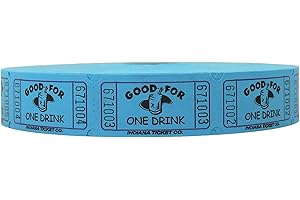 INDIANA TICKET CO. 2000 Count Drink Raffle Ticket Roll (Blue) - Tickets for Fundraisers, Carnivals, Door Prizes, 50/50 Drawings, Food & Drink, Events, Classroom Rewards - 1 of 8 Colors - Made in USA