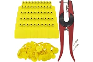 ABUSTLE PIG 100 Pieces Blank Cattle Ear Tags with Pliers,TPU Blank Animal Identification Livestock Ear Tags for Cattle Cow Horse Pig Goat Sheep (Yellow)