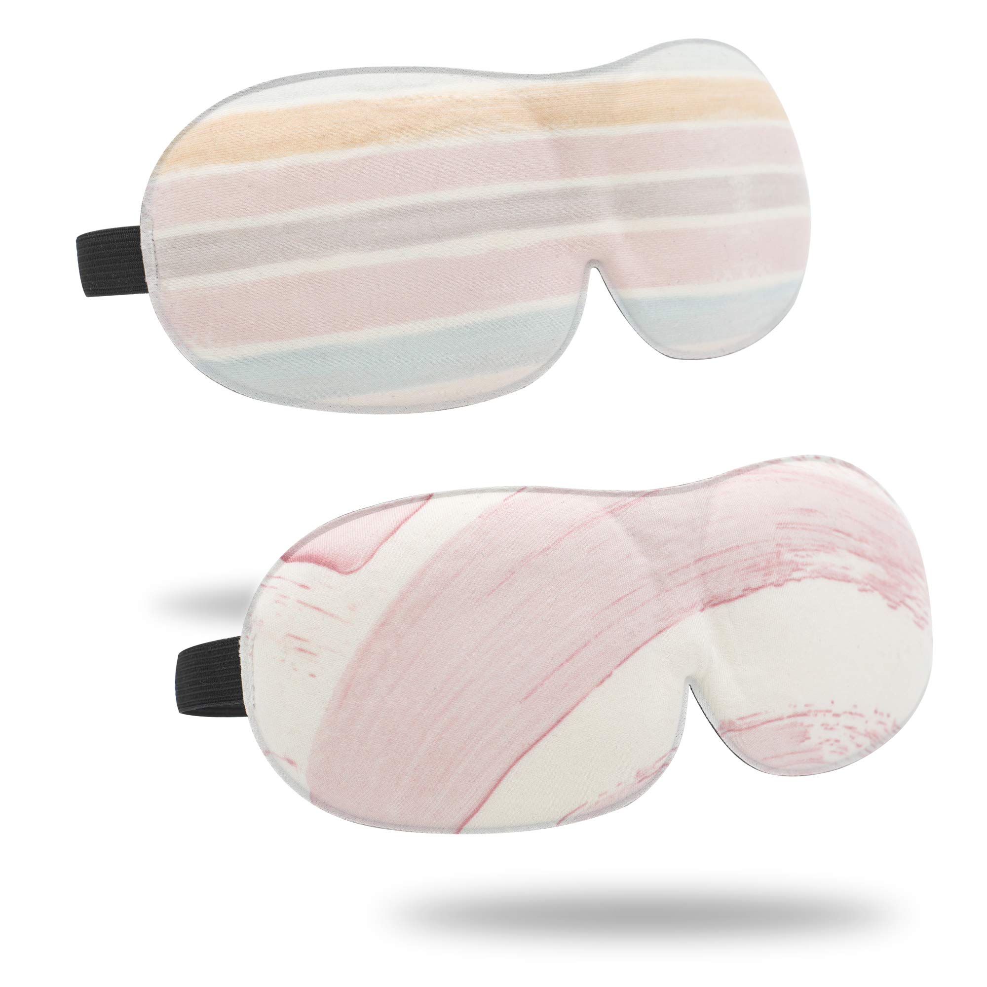 ZLYC Cute Sleeping Mask Adjustable Contoured Blackout Eye Shade Masks for Women Girls (Pink, Stripe)