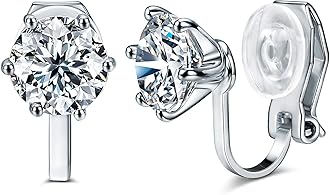 14K Rose Gold Plated 1.5 Carat CZ Clip-On Earrings - 7.5mm Round Cut Simulated diamond Clip-ons