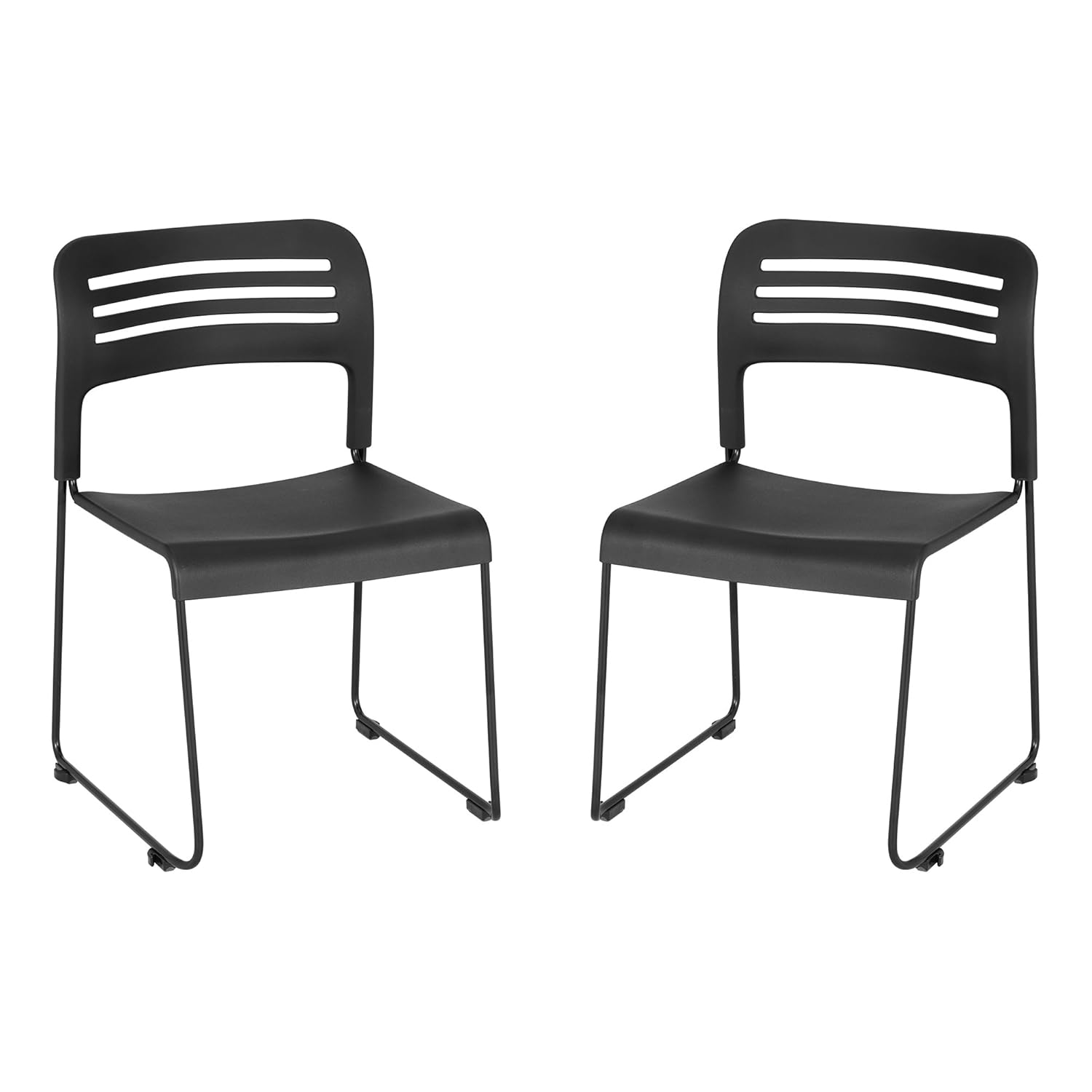 Learniture LNT-EYG1200-SO Stackable Chair with Sled Base (Pack of 2), Black/Silver: Industrial & Scientific
