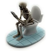 RUSTIX Skeleton on Toilet Figurine - Gothic Bathroom Decor | Funny Skeleton Statue | Pooping Skeleton Resin Figurine | Halloween Skeleton Bathroom Accessories | Unique Toilet Skeleton Home Decor