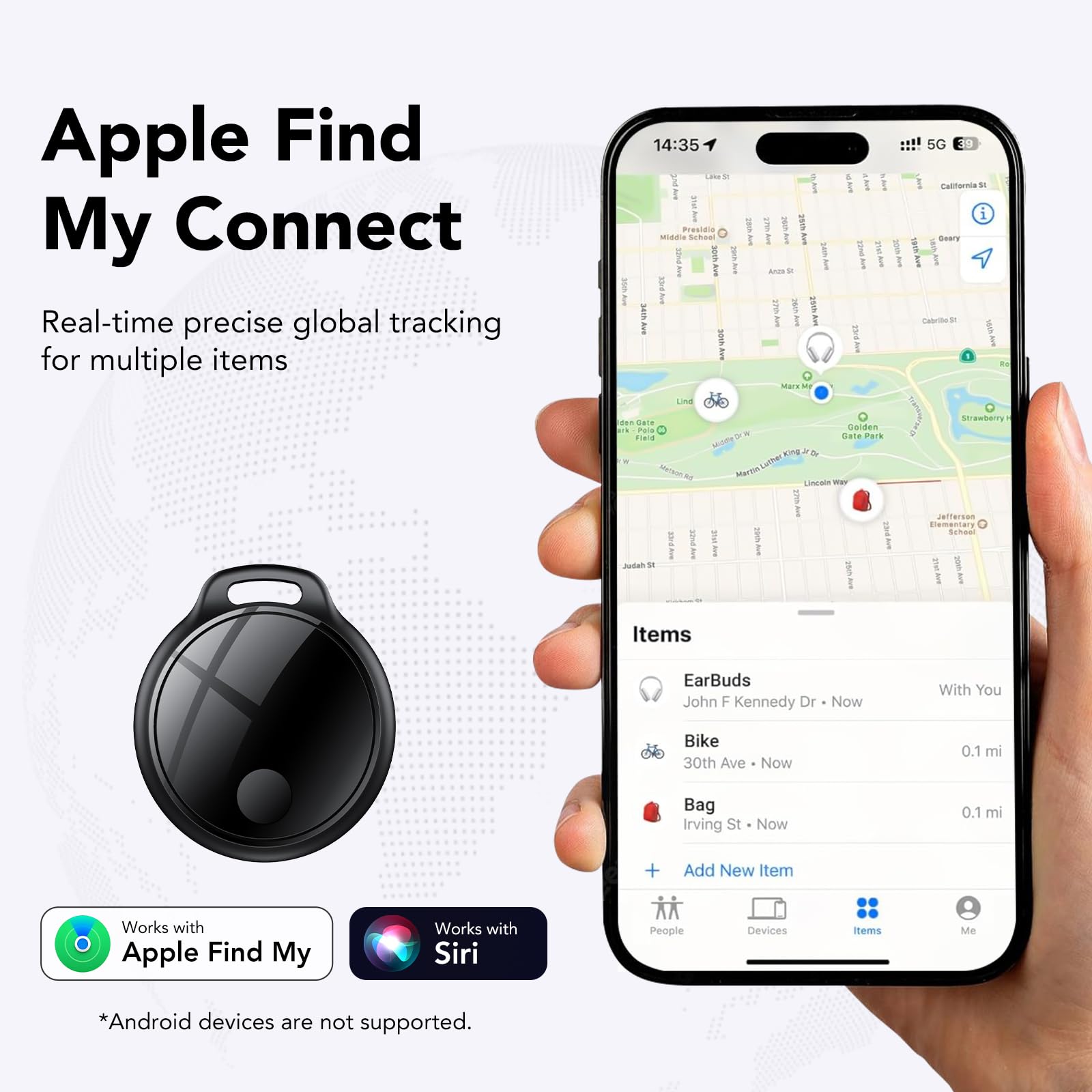 Smart Tracker Tag 4er Pack, Schlüssel Finder Kompatibel mit Apple Find My APP (nur iOS), IP68 wasserdicht, Austauschbarer Akku, Bluetooth Key Finder für Gepäck/Taschen/Koffer/Brieftasche 2