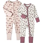 OPAWO Viscose from Bamboo Baby Pajamas Girl 2pack Mittens Cuff 2 Way Zipper Soft Footless Sleeper Baby Boy One-Piece Romper