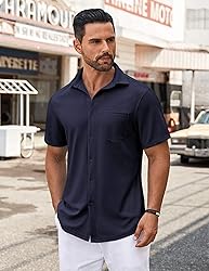 COOFANDY Dress Shirts for Men Short Sleeve Solid