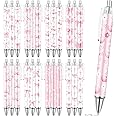 Wxiben Coquete Bows Ballpoint Pens - 24PCS Pink Ribbon Bows Pens Set Cute Cherries Smooth Writing Pens Retractable Pink Conquette Bow Pen for Office Stationery School Supplies for Women Teacher Gifts