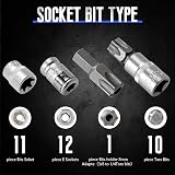 Uten 34pc Torx Bit E Socket Set 3/8 1/4 Drive T10-T60 E4-E20 Hand Tool view 4
