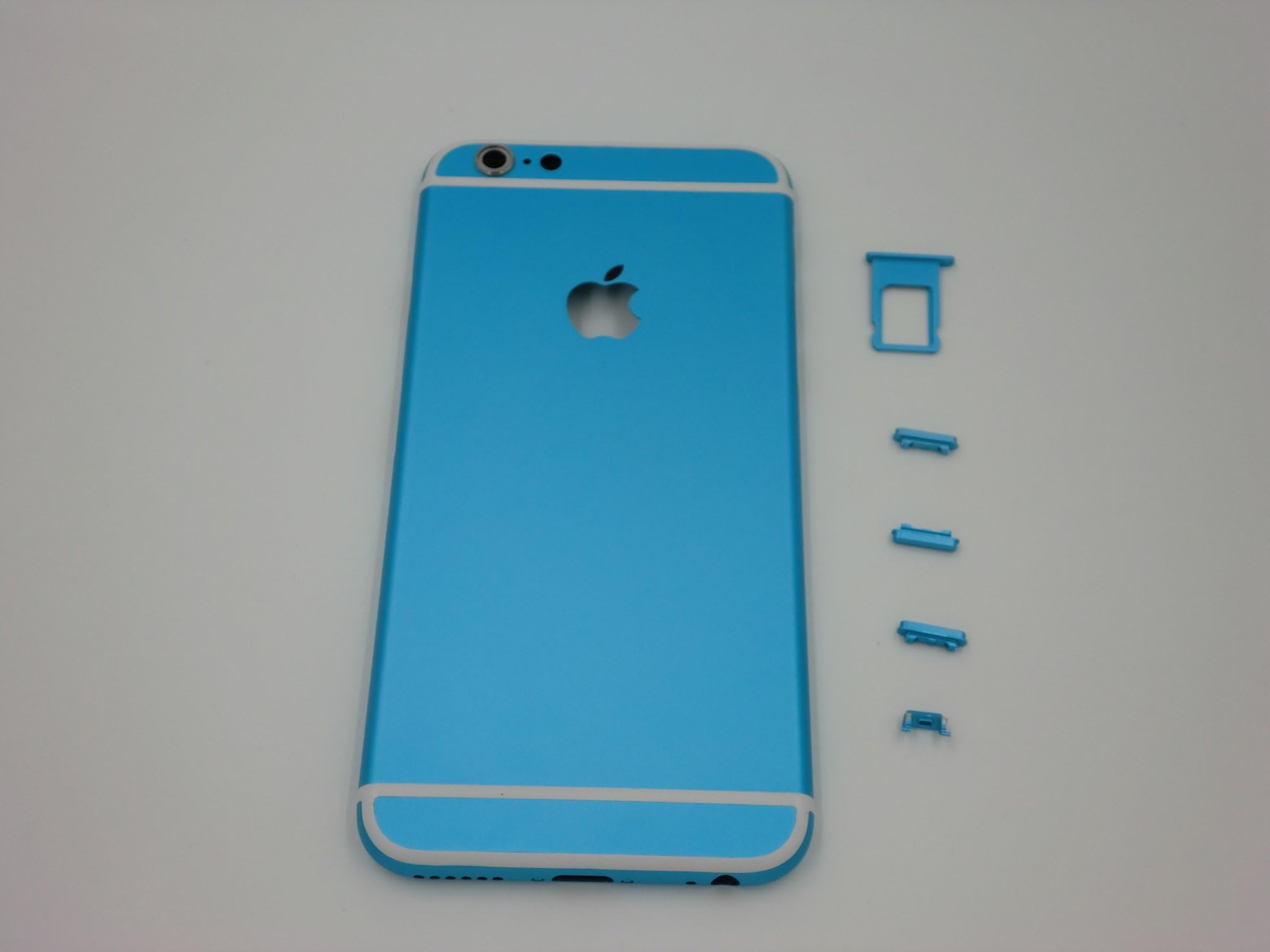 New Metal Back Housing Battery Cover Frame Replacement for iPhone 6 Plus 5.5" (Light Blue + White Side)
