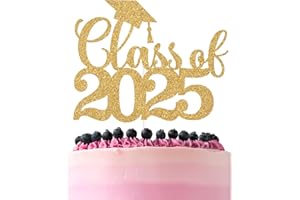 ZACHAKO Gold Glitter Class of 2025 Cake Topper, Congrats Grad 2025/Congrats Class of 2025/Congratulations, 2025 Graduation Party Decorations Supplies