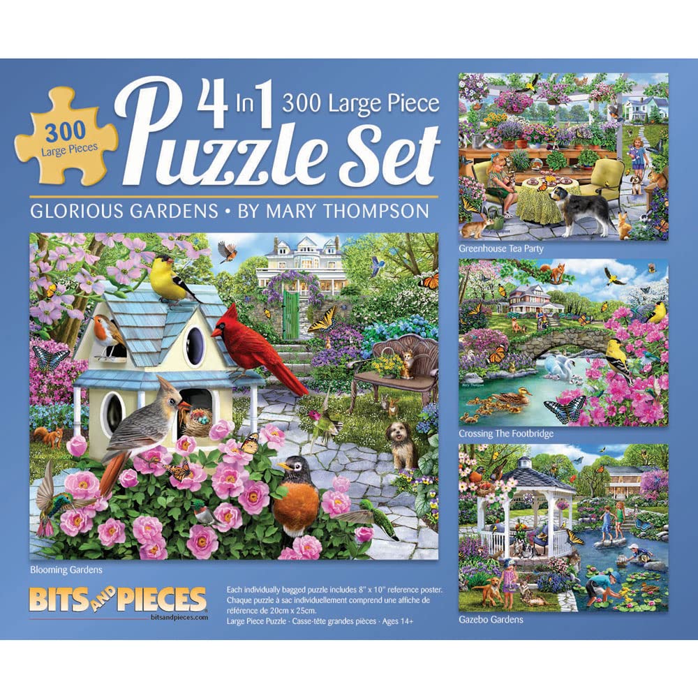 Photo 1 of Bits and Pieces – 4-in-1 Multi-Pack 300 Piece Jigsaw Puzzles for Adults – Jigsaw Puzzle Set Bundle by Mary Thompson, Completed Puzzle Size: 16" x 20"
