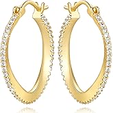 TECYOW 14K Gold Hoop Earrings for Women Gold Earrings for Women Hoops twist with Cubic Zirconia Earrings CZ Hoop Earring Hypoallergenic 25mm