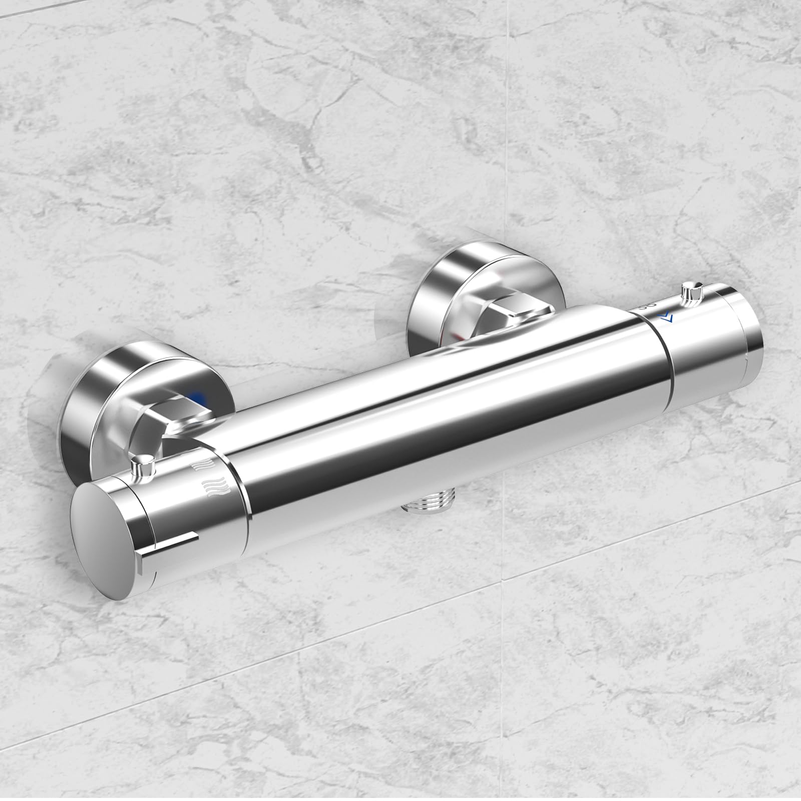 Hanstore Upgrade Thermostatic Shower Mixer ​Bar Round Wall Mounted Bath ​Shower Valve Anti Scald Tap Hot Cold Water Intelligent Constant Temperature Chrome Finished (Wall-Mounted)