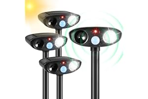 JAHYELEC 2024 Ultrasonic Animal Repellent Outdoor Solar Animal Repeller with Motion Sensor&LED Strobe Light Cat Deterrent Outdoor Deer Repellent Device to Scare Squirrel Raccoon Skunk Repellent for Yard(black)