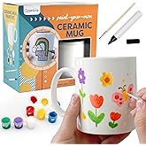 Paint Your Own Mug Kit for Adult Kids Craft Art Activity Plain Blank White Coffee Mugs with Gift Box Paint Your Own Mug Set Valentine Mother's Day Father's Day Gifts